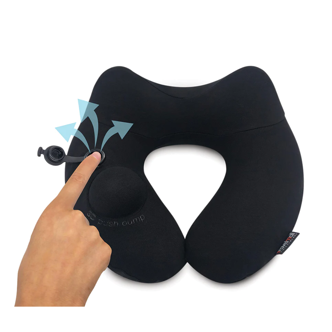 TRAVELMALL SWITZERLAND INFLATABLE NECK PILLOW WITH FOLDABLE HOOD