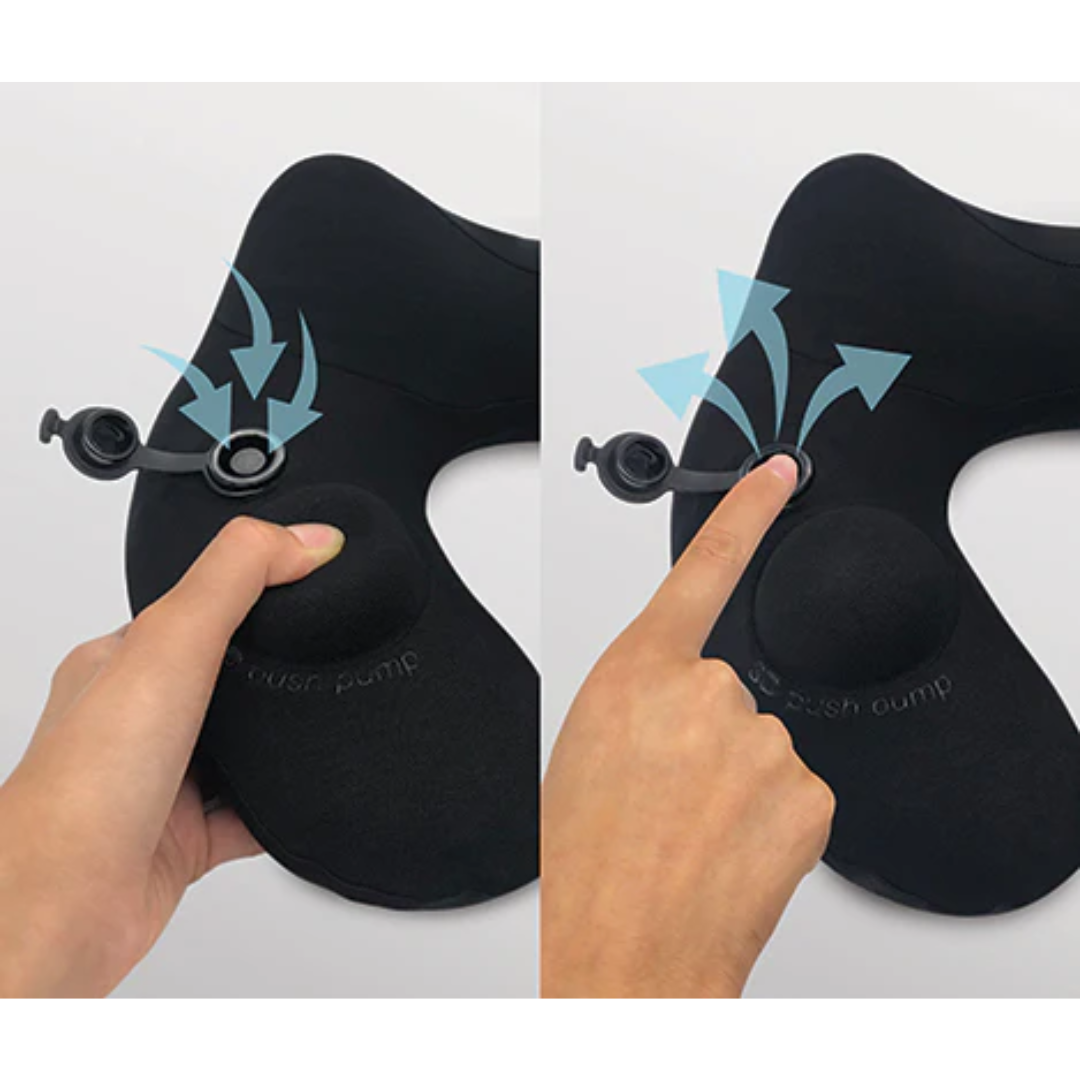 TRAVELMALL SWITZERLAND INFLATABLE NECK PILLOW WITH FOLDABLE HOOD