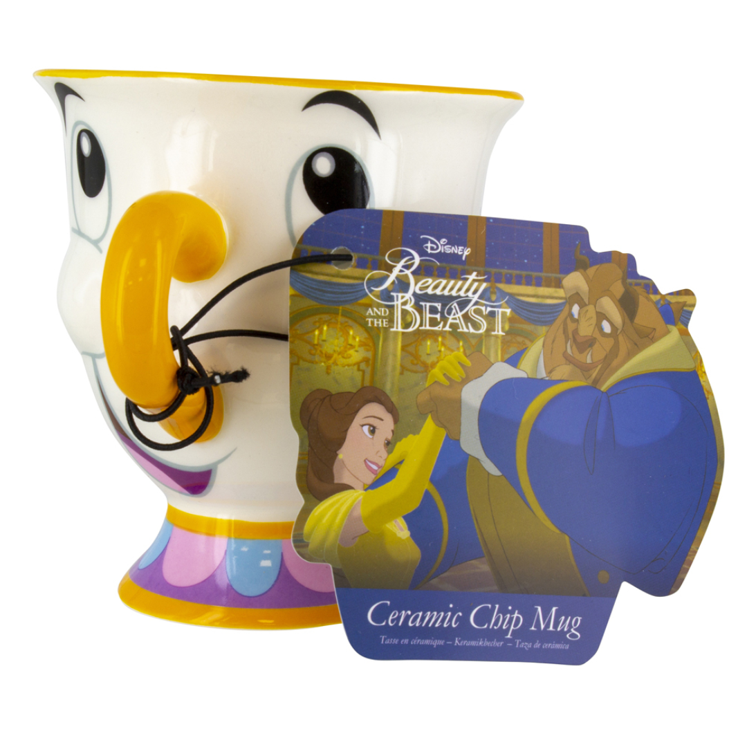 Official Disney Beauty and the Beast Chip Mug | 3D Sculpted Ceramic Coffee Cup | Iconic Character Figurine Tea Mug | Paladone Licensed Collectible Disney Gift