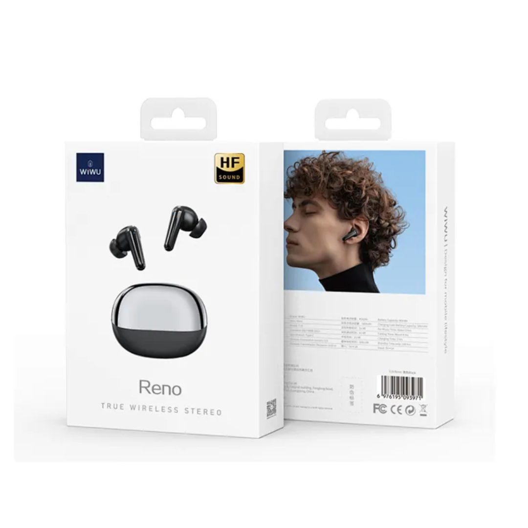 WiWU Reno T19 TWS Earbuds – True Wireless Stereo Headphones with ANC + ENC, HiFi Sound & Touch Control