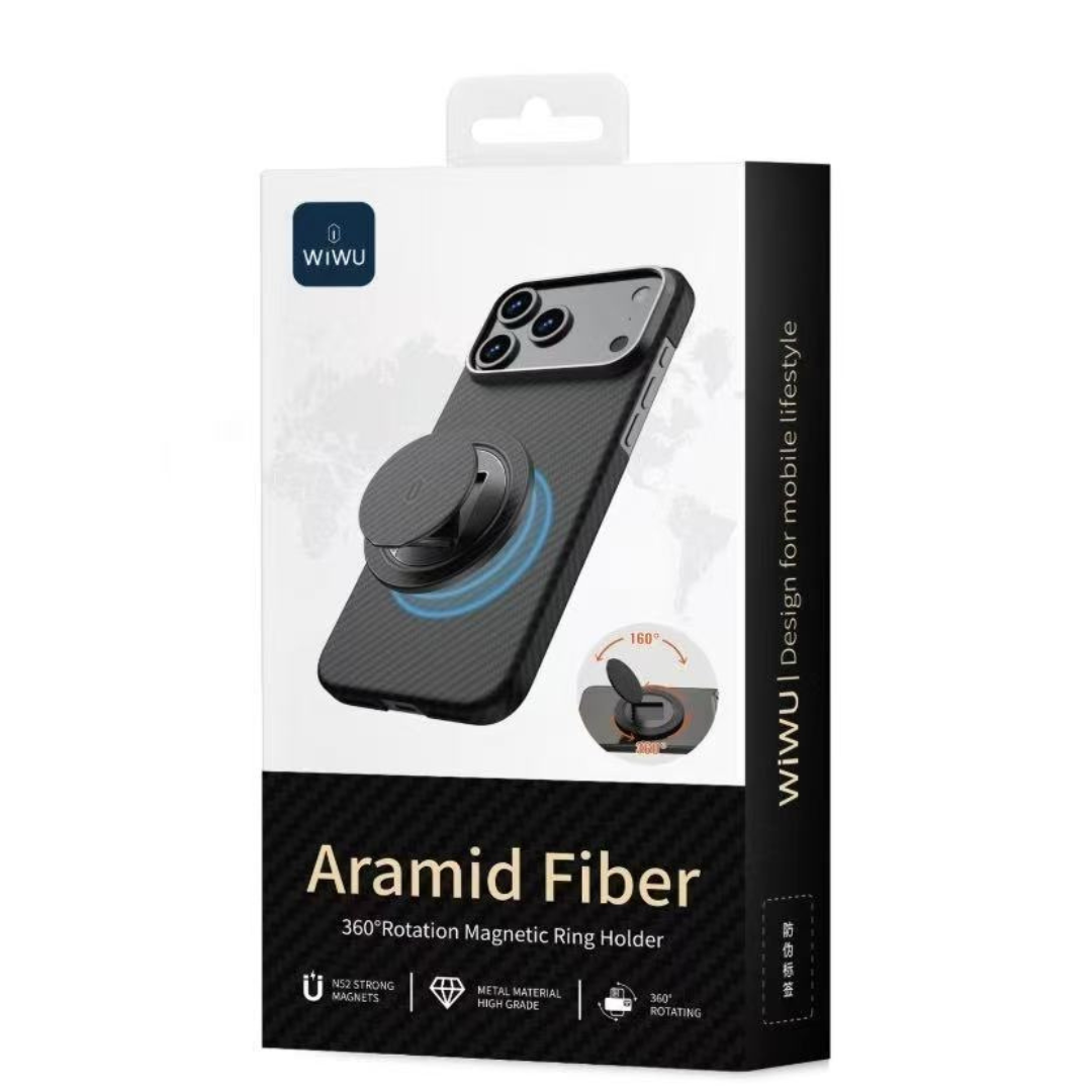 Minimalist black magnetic ring holder with foldable hinge