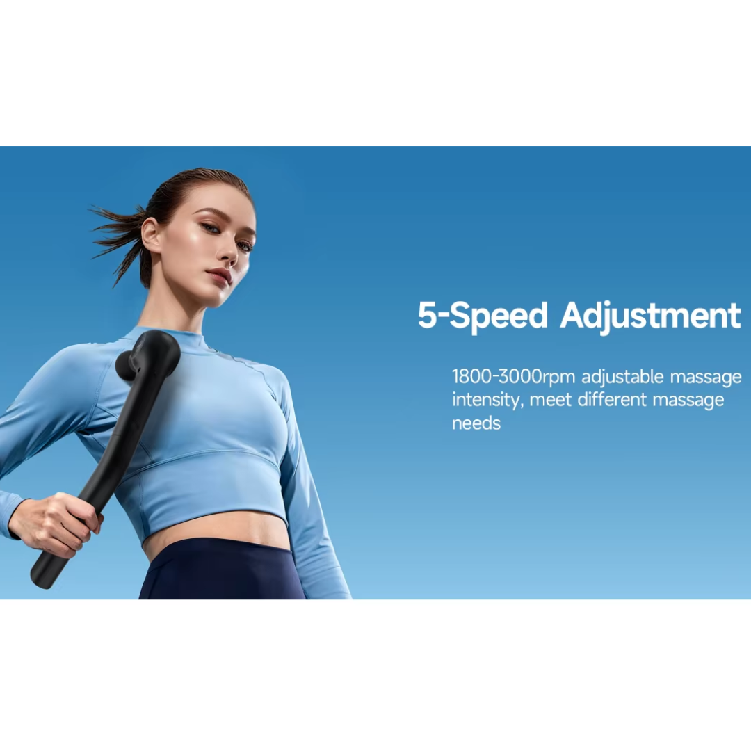 Beoka D3 Mini Long Handle Massage Gun | 0.44kg Ultra-Lightweight | 13.5kg Stall Force Deep Tissue Massager | 5 Speeds & 5 Professional Heads