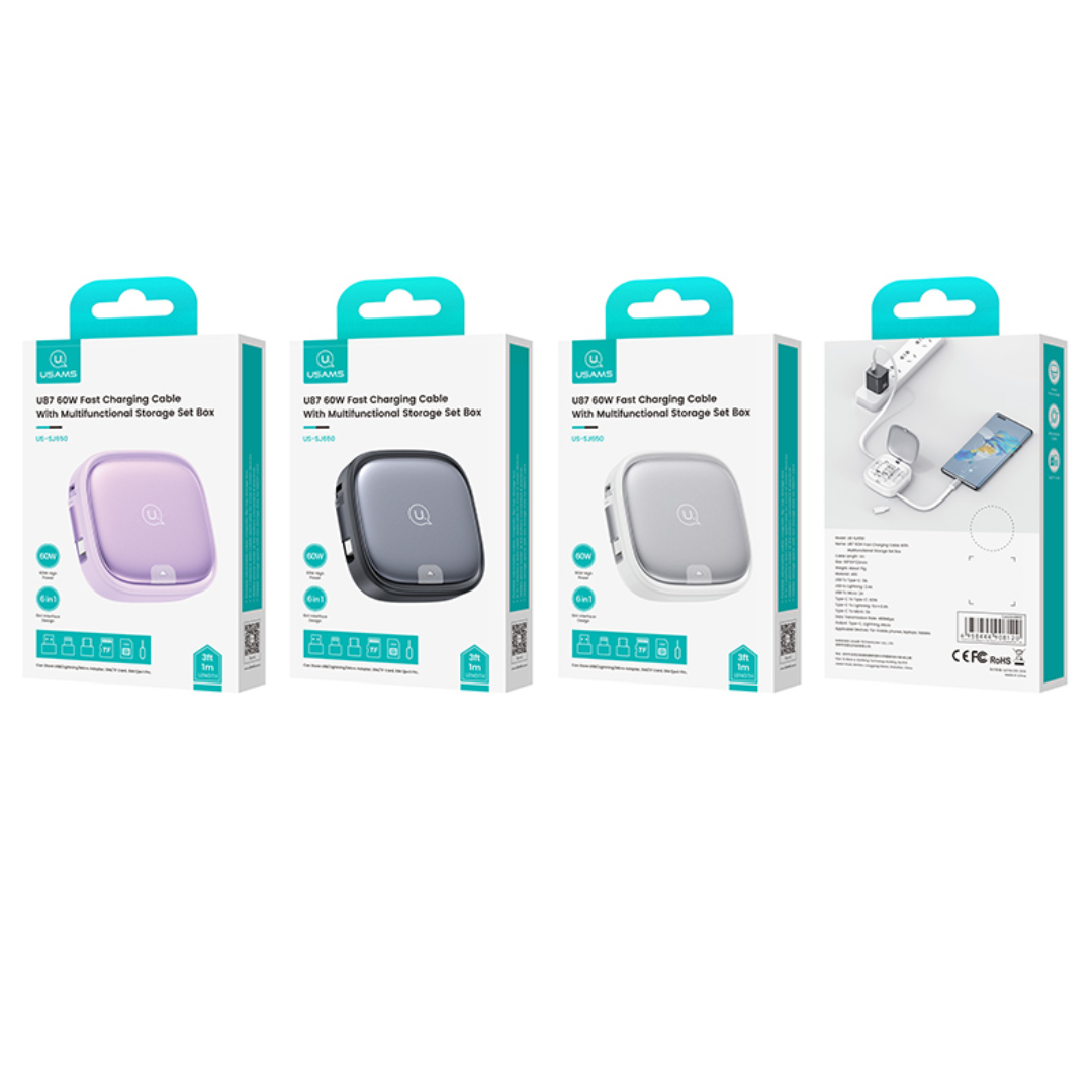 USAMS U87 multifunctional charging cable with retail box packaging
