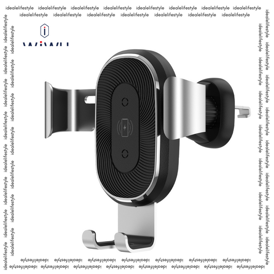 Wiwu Liberator CH-310 magnetic wireless car charger with Wiwu logo on the left, featuring a sleek black design, compatible with 4 to 6.7 inch phones, offering up to 15W fast wireless charging, steady support, and simple installation for use in vehicles.