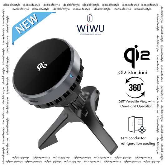 WiWU CH-319 Qi2.0 Car Mount 360° Rotation Magnetic Wireless Charger with Semiconductor
