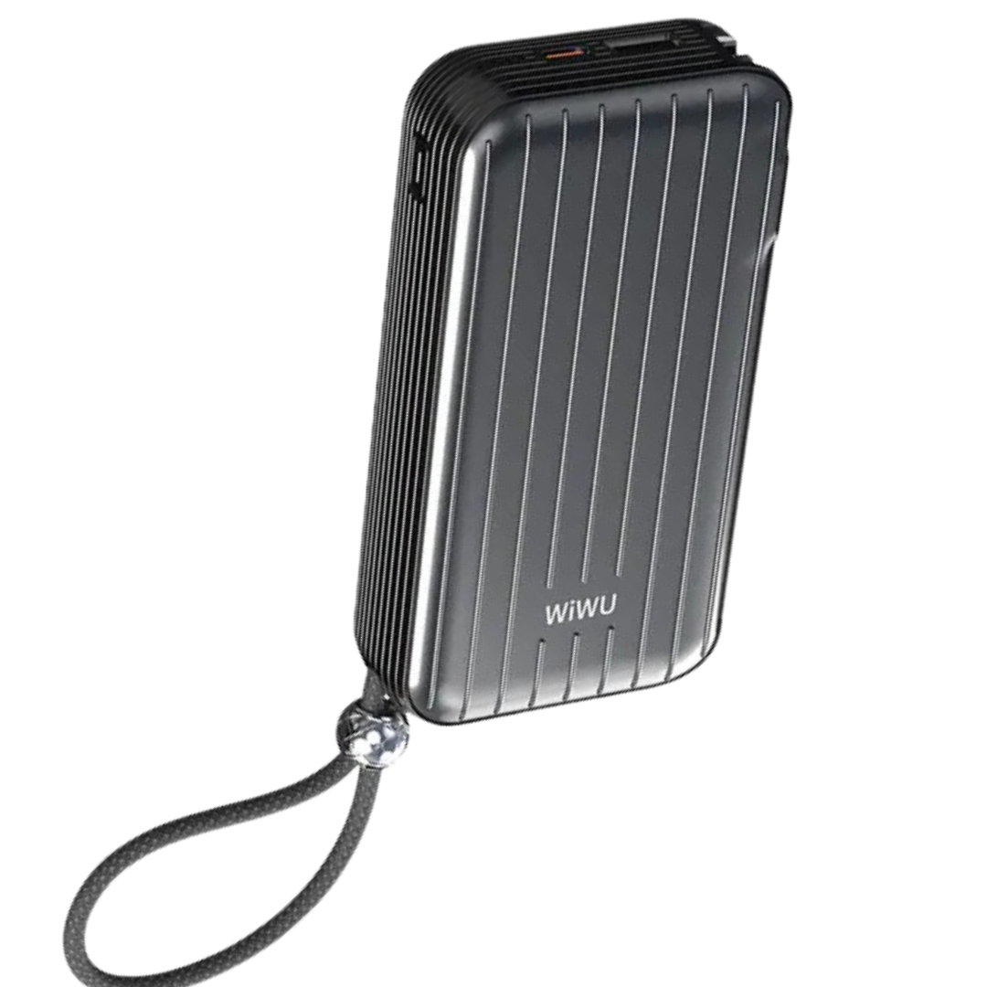 WiWU Trunk P030 10000mAh Power Bank Portable, Universal Plug, Built-in Cables, CCC Certified