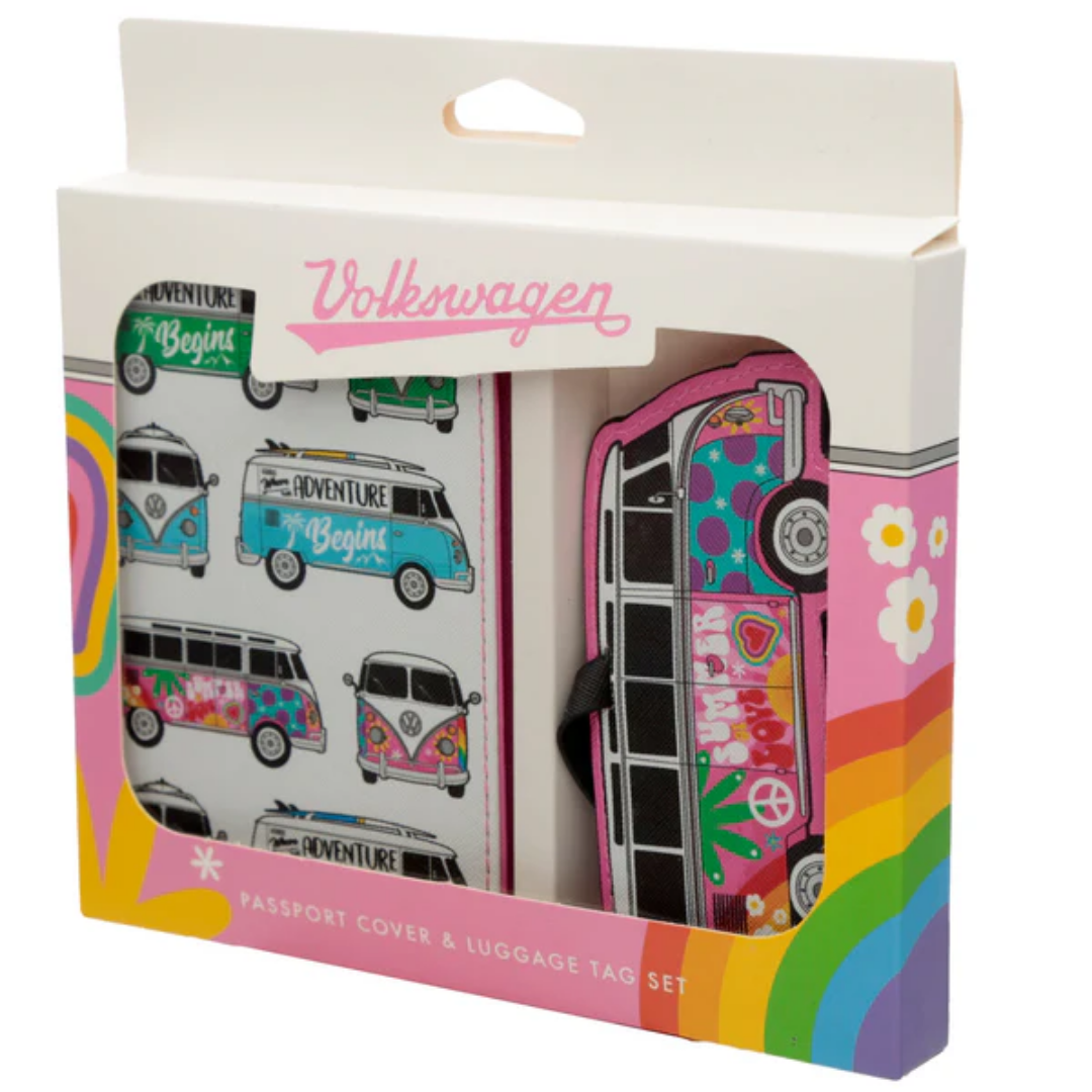 Travelmall x Volkswagen VW T1 Camper Bus Passport Cover & Luggage Tag Set