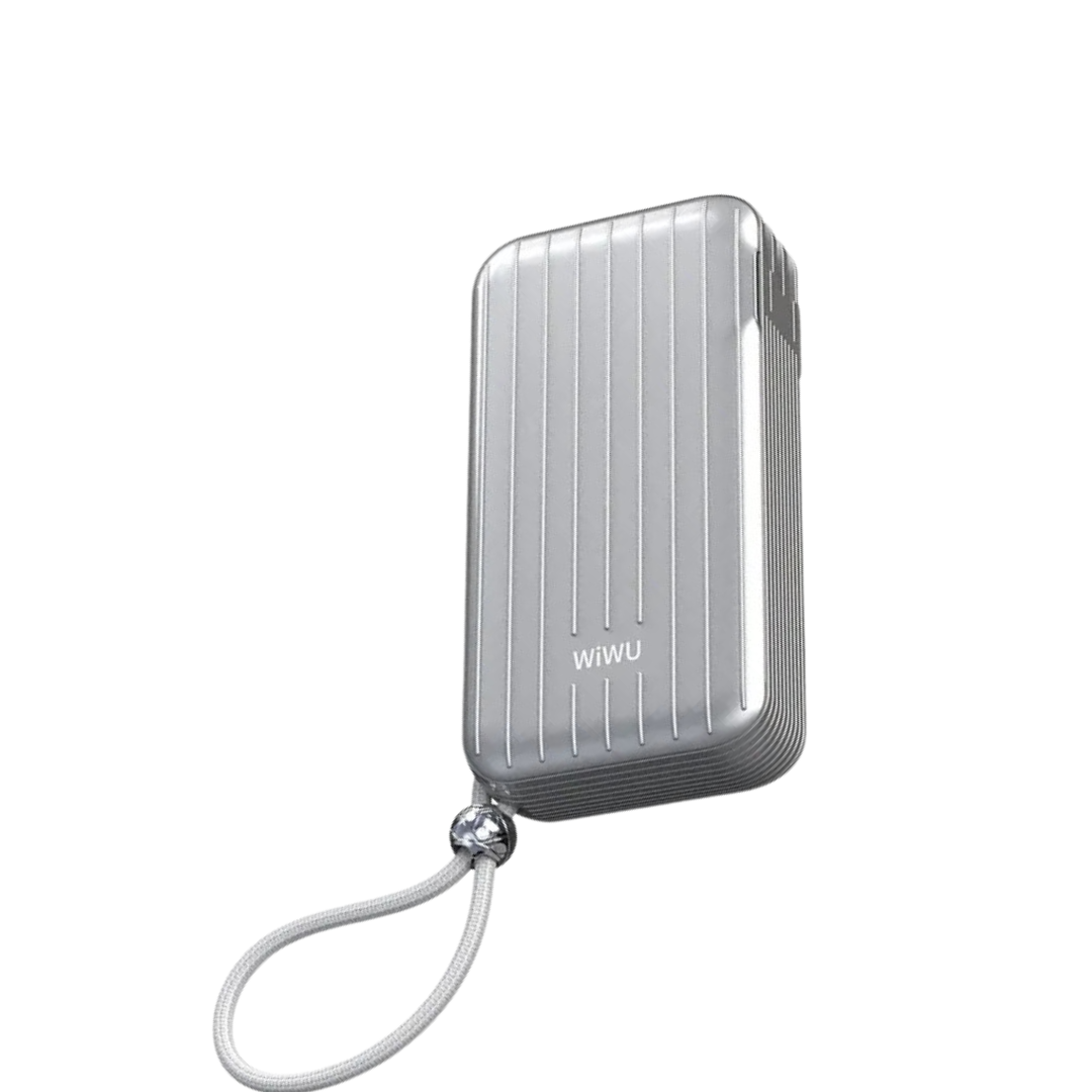 WiWU Trunk P030 10000mAh Power Bank Portable, Universal Plug, Built-in Cables, CCC Certified