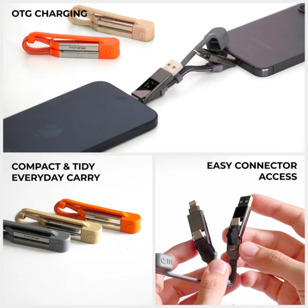 Rolling Square inCharge® XS - 240W, 4in1 Keyring Cable
