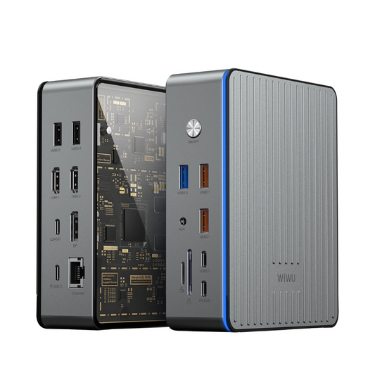 WiWU W1601 Matrix docking station 16 in 1 Type-C Hub Docking Station with LED Atmosphere Light