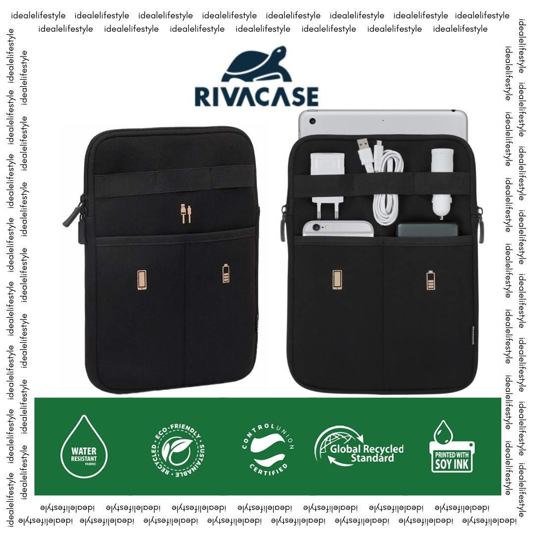 Rivacase Antishock 5617 Travel Organizer 10.1’’ – Neoprene Tablet Case with Zippered Mesh & Elastic Loops for 10.1'' Tablets, Lightweight & Durable