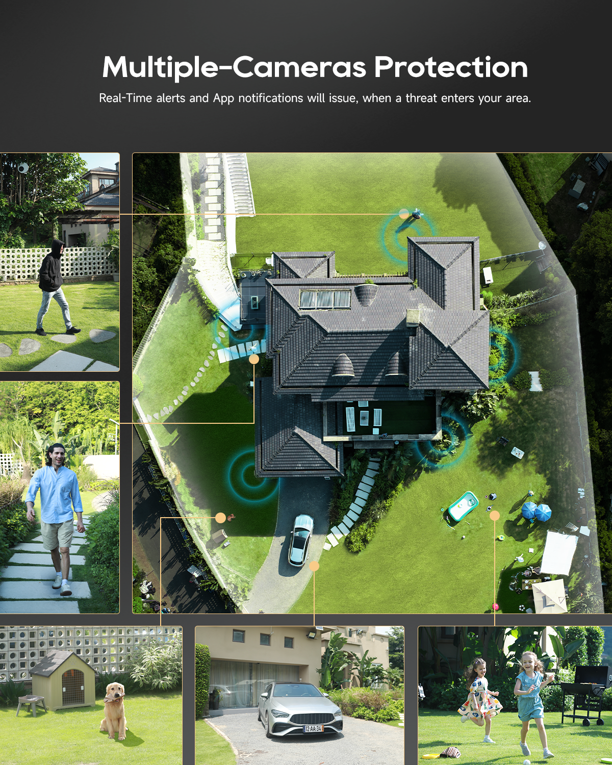 Dreame NAVO Elite 1 OutCam 4K Dual Lens Outdoor Security Camera IPX7 Waterproof Solar Powered AI Human Tracking WiFi Camera Night Vision