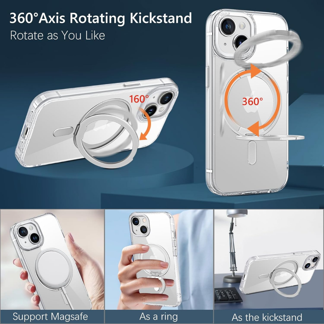 WiWU MCC-201 iShield Ultra for IP16 Shockproof phone case with Magnetic 360° Rotatable Ring Holder Kickstand