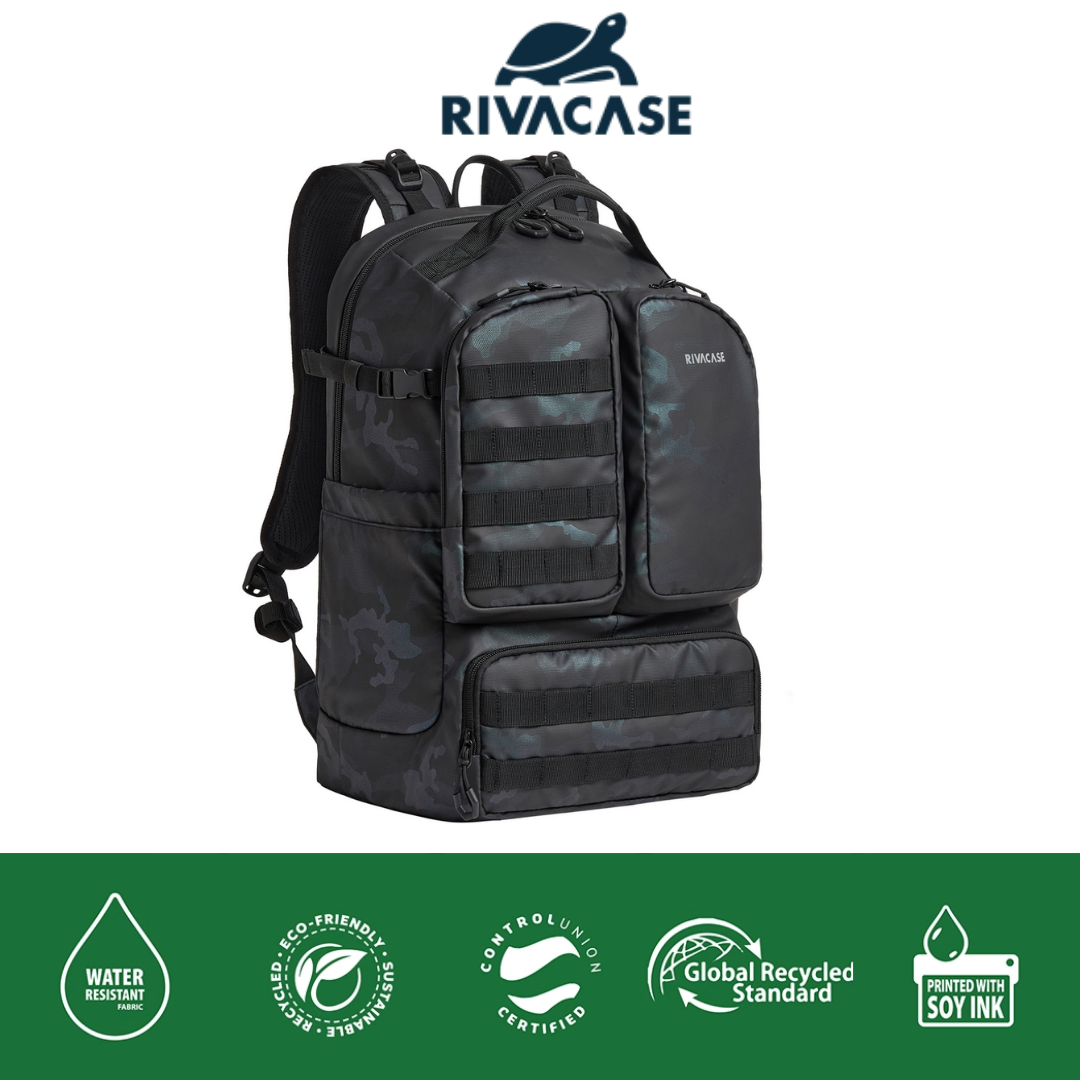 Close-up of MOLLE webbing on the front of RIVACASE Sherwood 7663 backpack