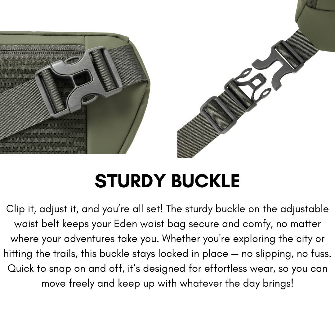 RIVACASE Eden 7814 ECO Waist Sling Bag L Olive Green | Waterproof RPET PU Leather | Eco-Friendly Crossbody Bag