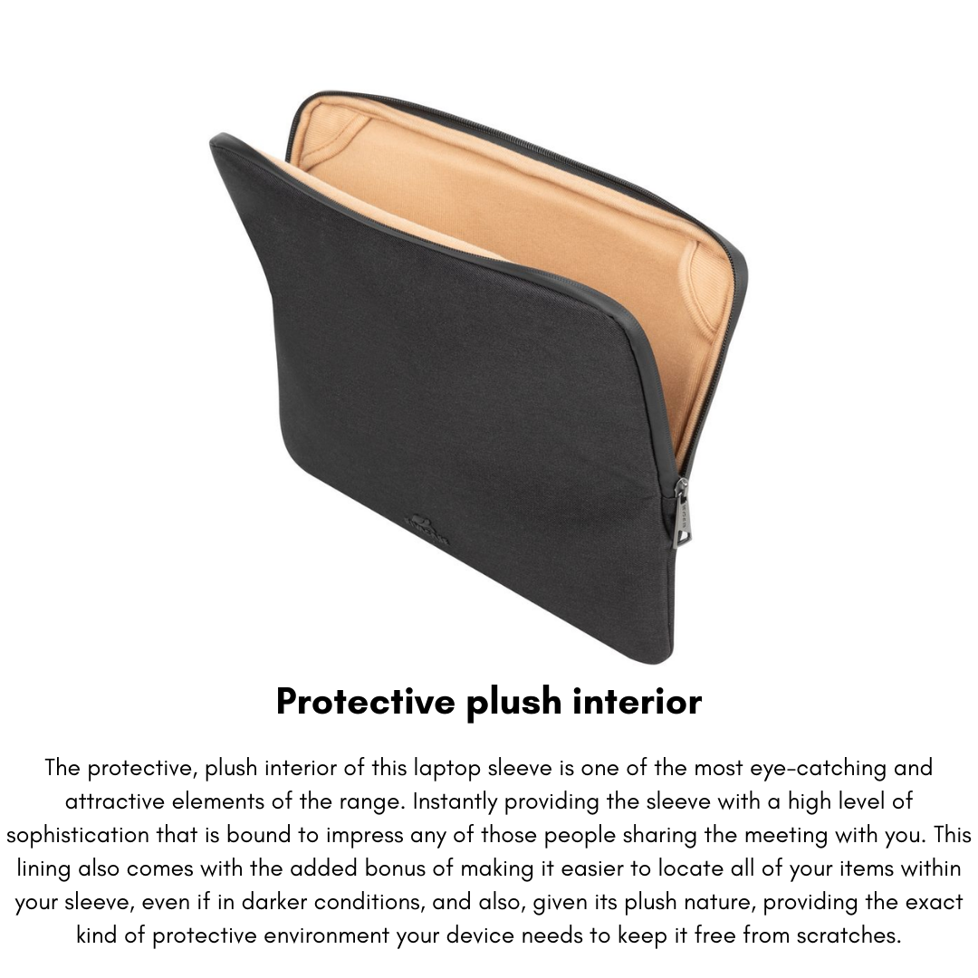 Sleeve with MacBook Air partially inserted for scale