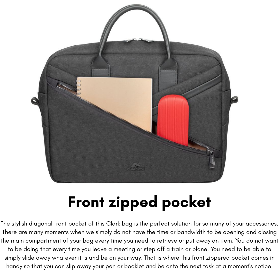 Rivacase Clark 8124 ECO Laptop Bag – Fits 14"/MacBook Air 15", Black