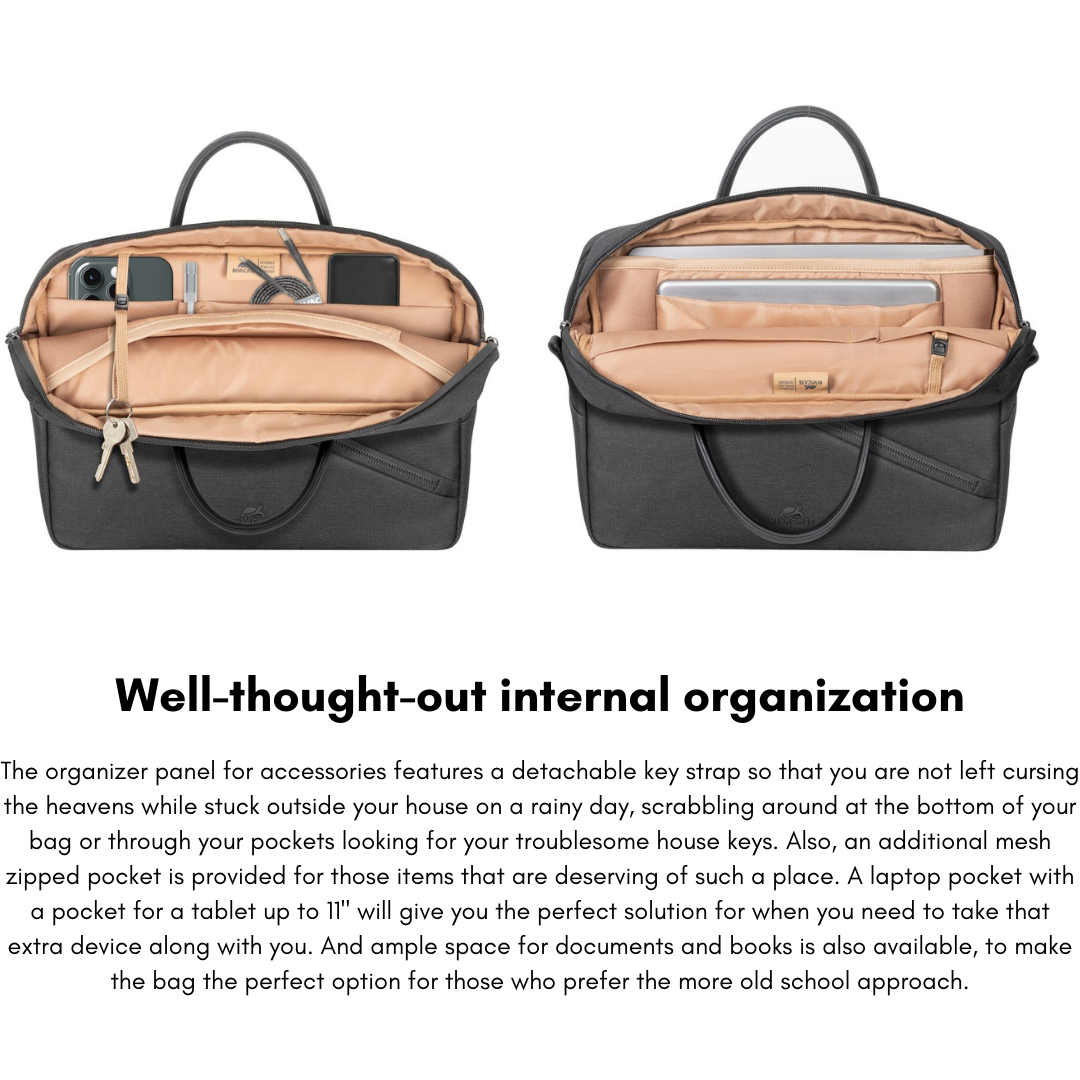 Rivacase Clark 8124 ECO Laptop Bag – Fits 14"/MacBook Air 15", Black
