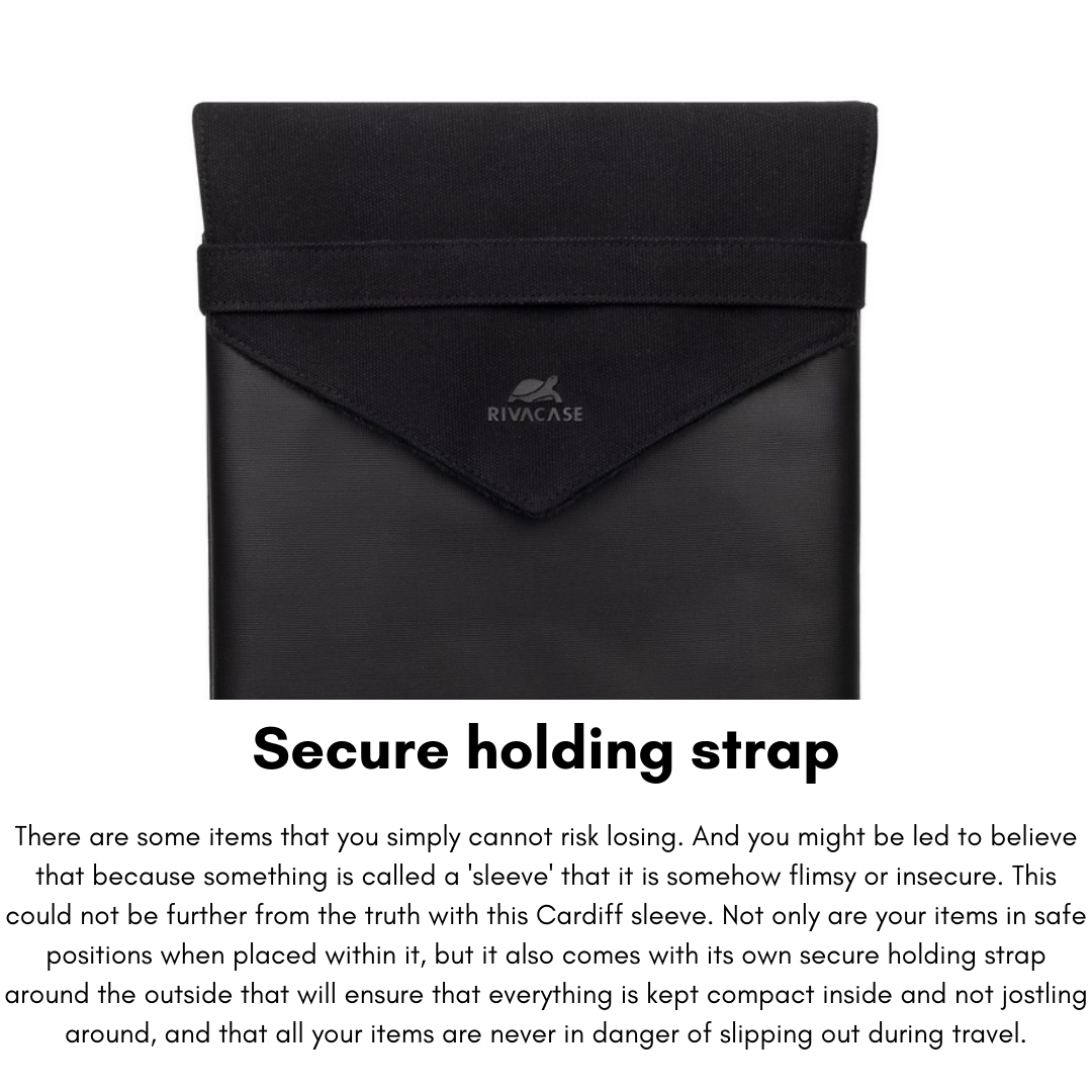 Side view showing slim profile of MacBook Pro sleeve