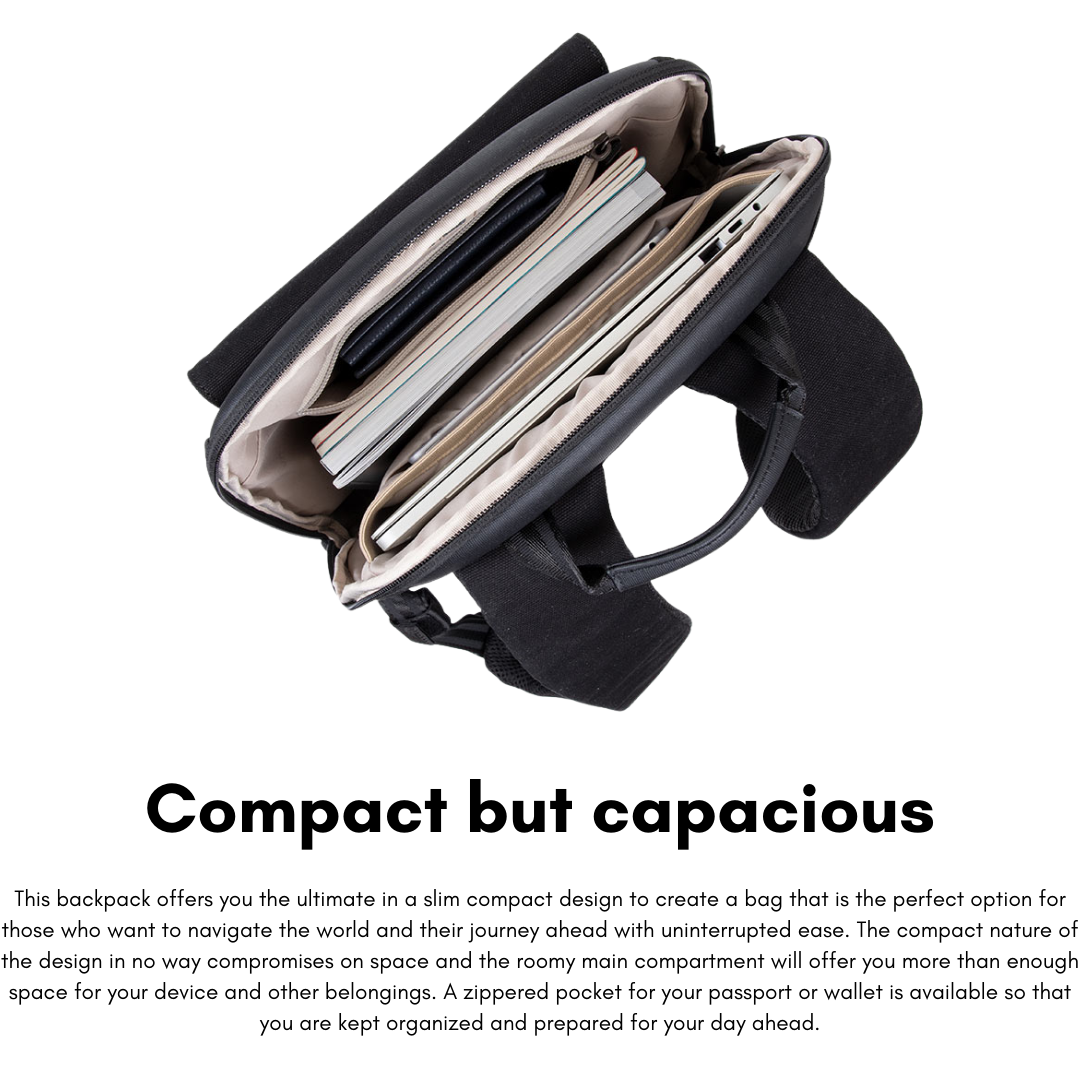 Interior view showcasing 14" laptop compartment and padded tablet pocket