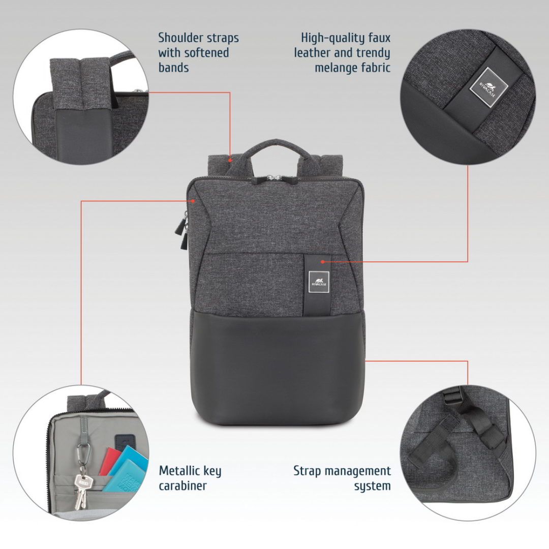 Professional using RIVACASE Lantau 8825 backpack during business travel