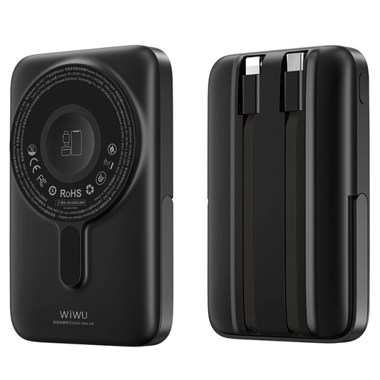 WiWU Pioneer 10000mAh Magnetic Power Bank | 5-in-1 Hub, Built-in Cables, Pro Watch Charger, 20W PD, Solid-State Safe