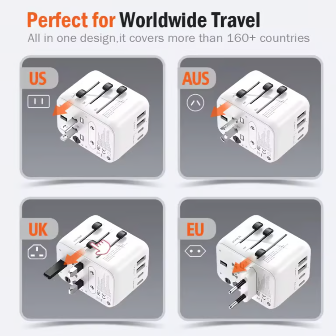 GaN III compact multi port travel adapter 220 countries