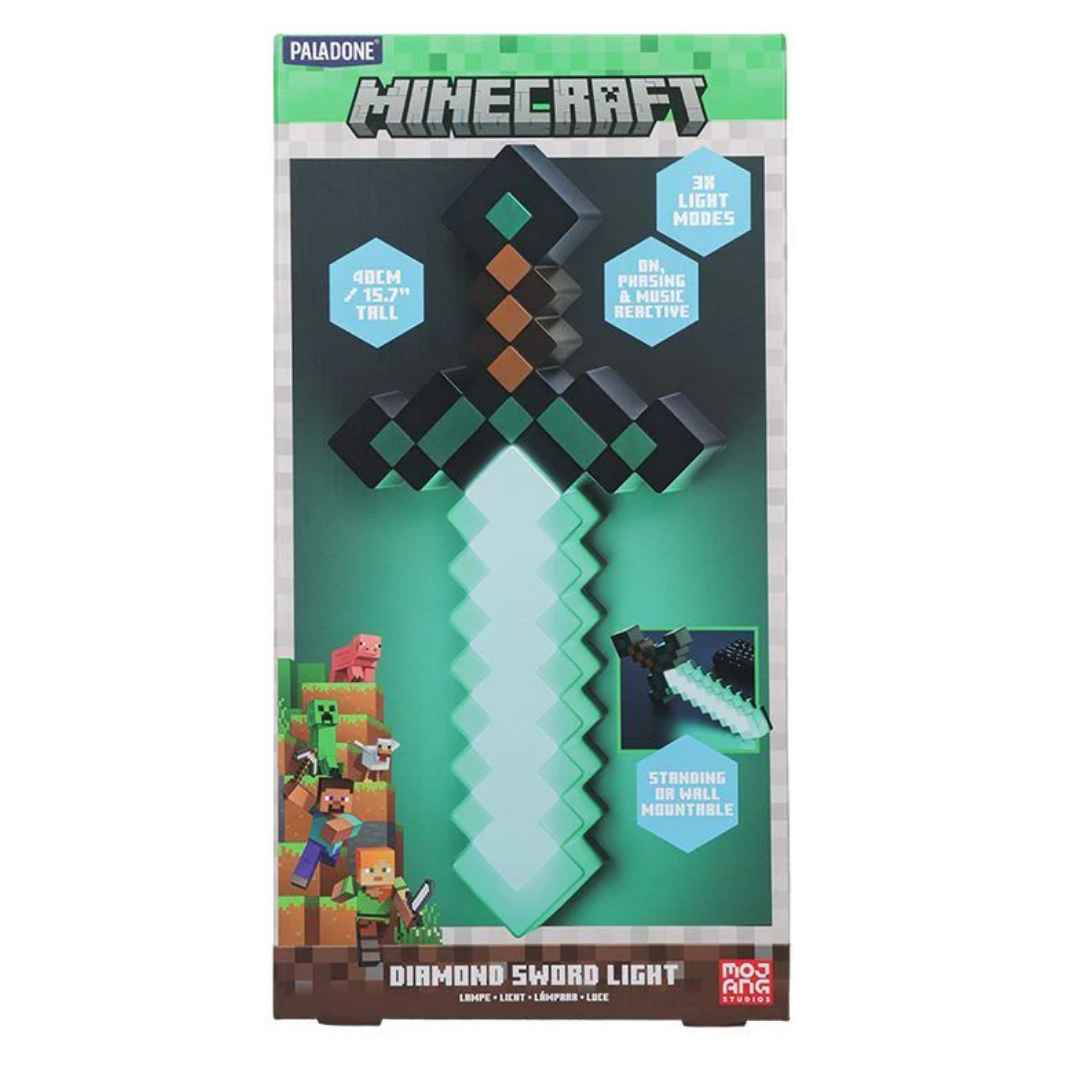 Minecraft Diamond Sword Light glowing blue LED desk display