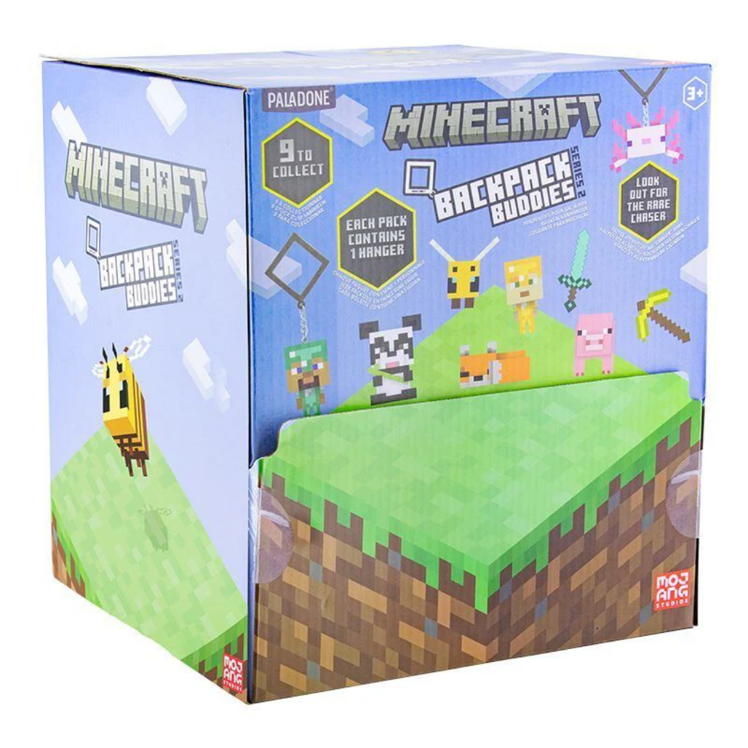 Paladone Minecraft Backpack Buddies Series 2 V3 blind pack mini character bag charm collectible including limited pink Axolotl