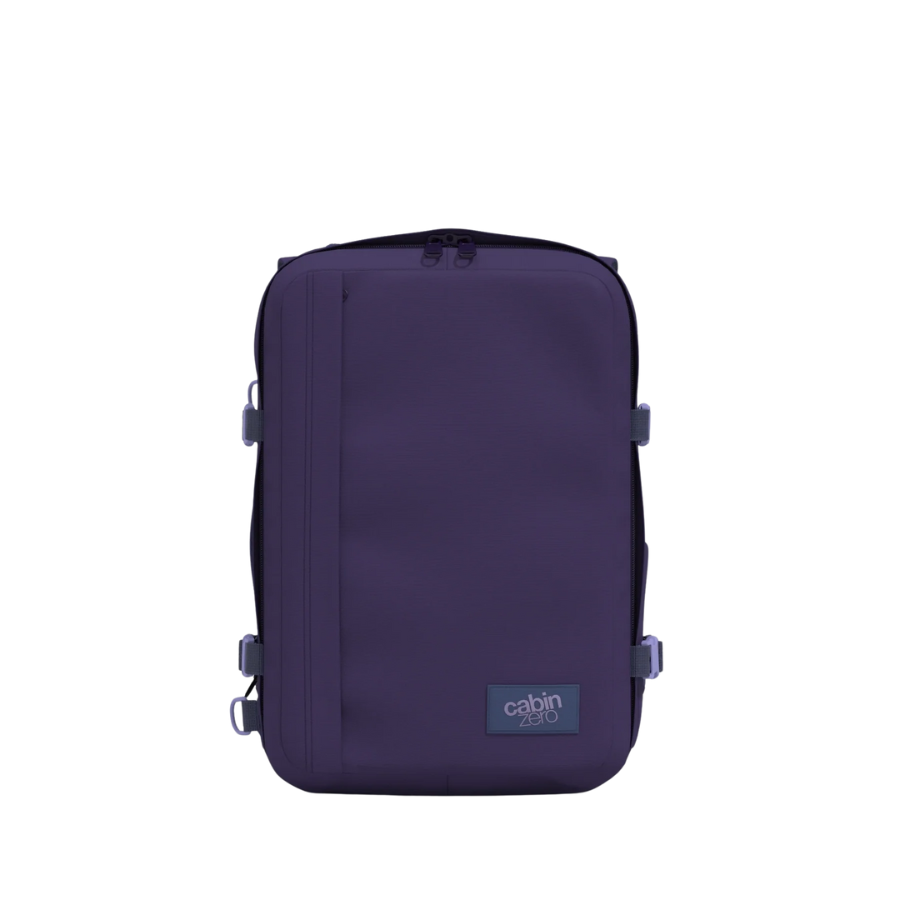 CabinZero Classic Plus 42L backpack in Solace Sky color, extra-large lightweight travel cabin bag with spacious interior, water-resistant fabric, ideal carry-on luggage for adventure and urban travelers