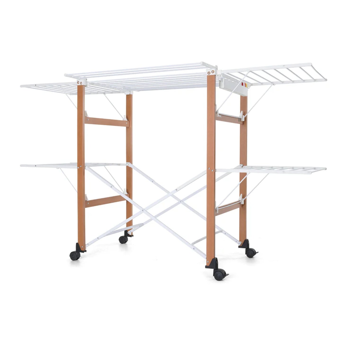 Foppapedretti Gulliver Beechwood Drying Rack with foldable design and wheels for indoor or outdoor laundry drying