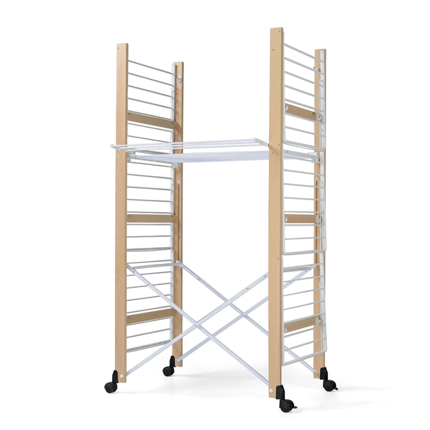 Foppapedretti Ursus Drying Rack made of beechwood with foldable design and wheels for portable indoor or outdoor laundry