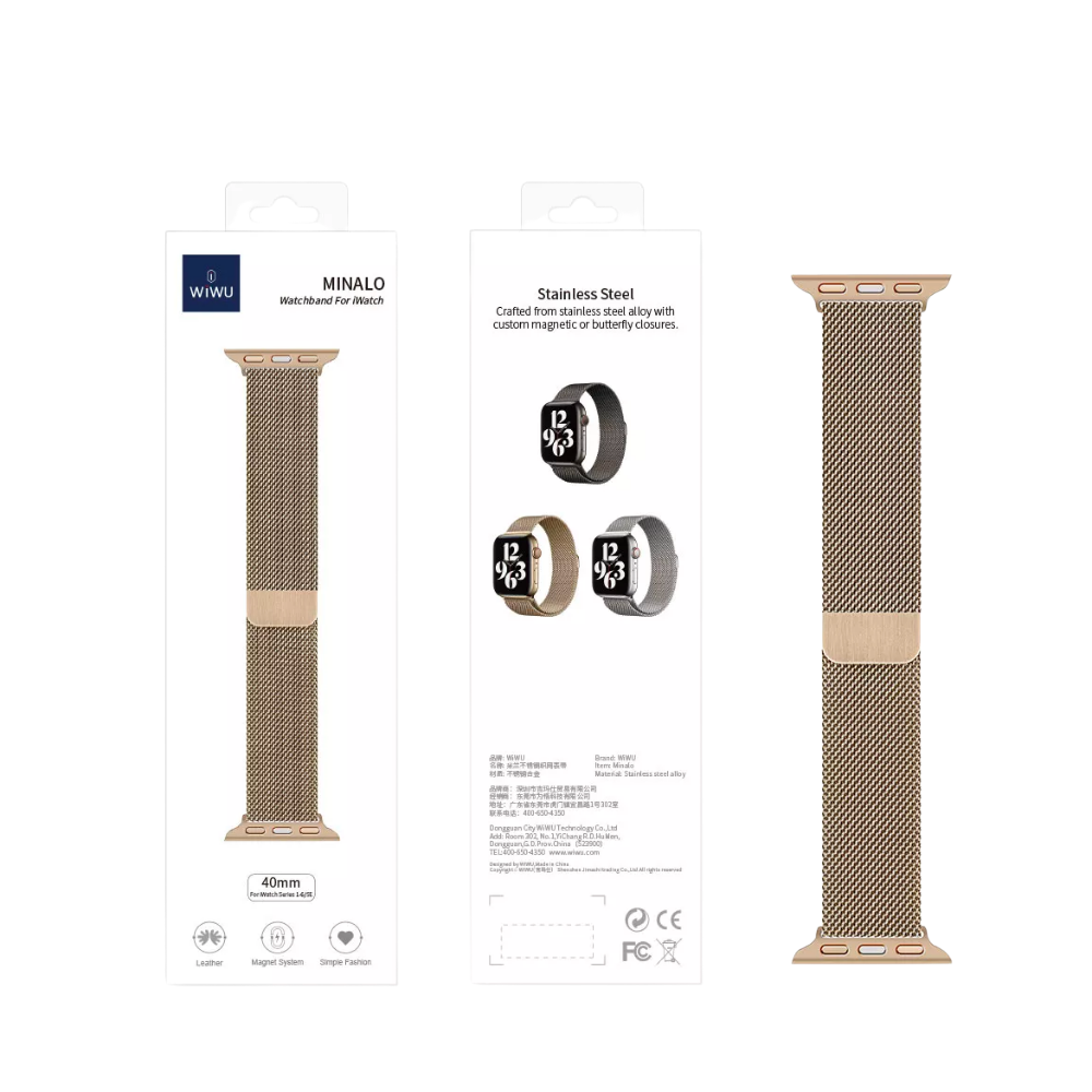 WIWU Minalo Stainless Steel Watch Band – Compatible with 38–41mm & 42–44mm