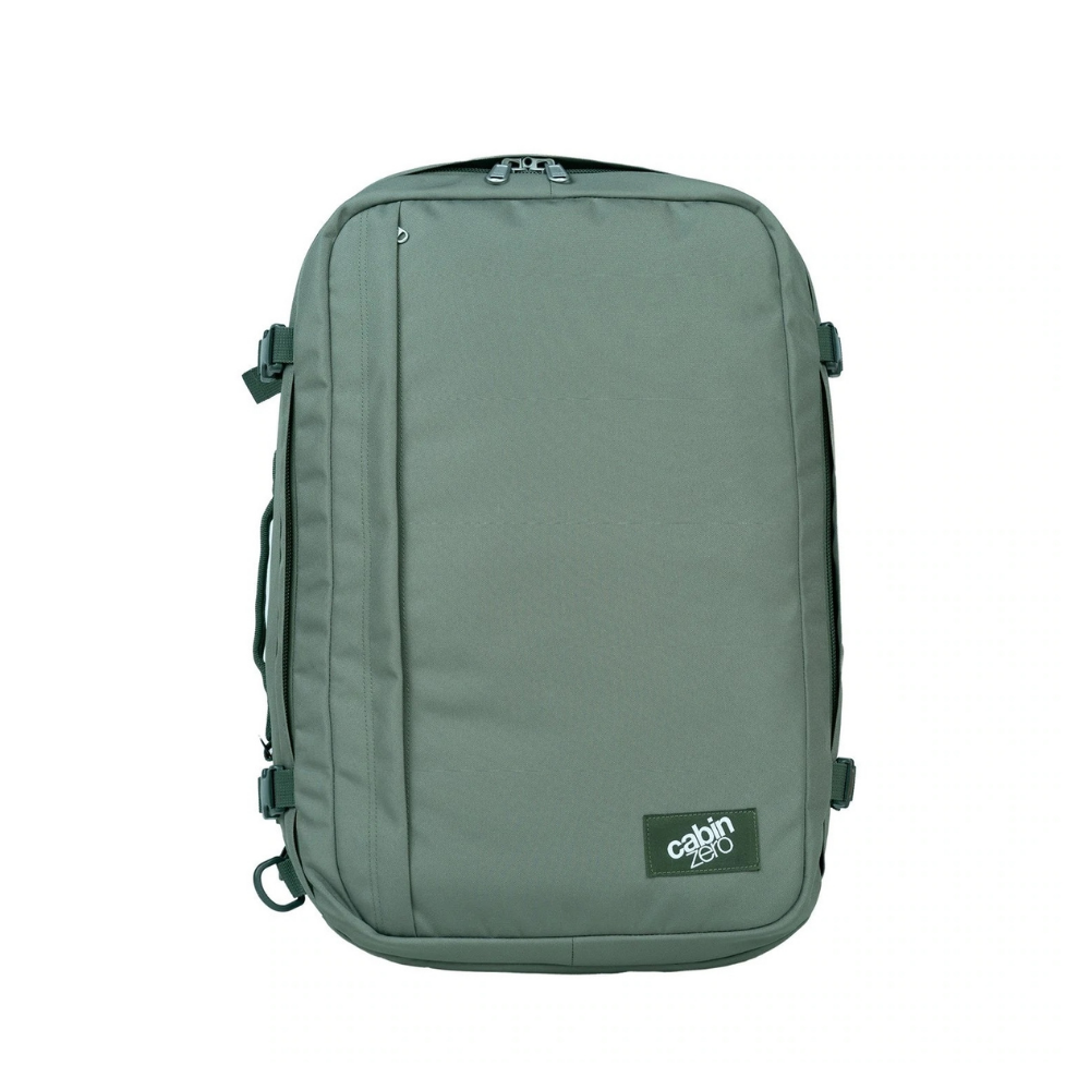 CabinZero Classic Plus 42L travel cabin bag in georgian khaki, durable carry-on backpack for travel