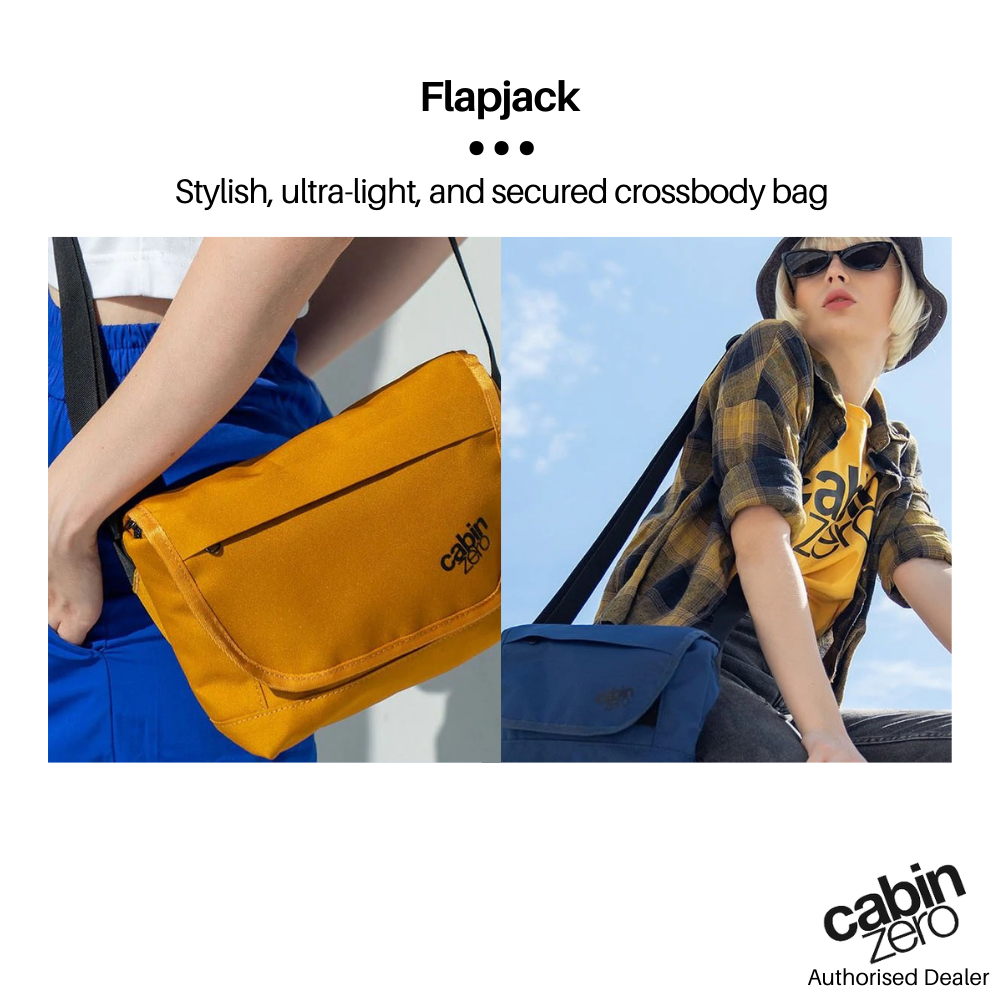 CabinZero Flapjack Shoulder Bag 4L Companion Bag shown in lifestyle use – ultra-light stylish crossbody for travel and daily essentials