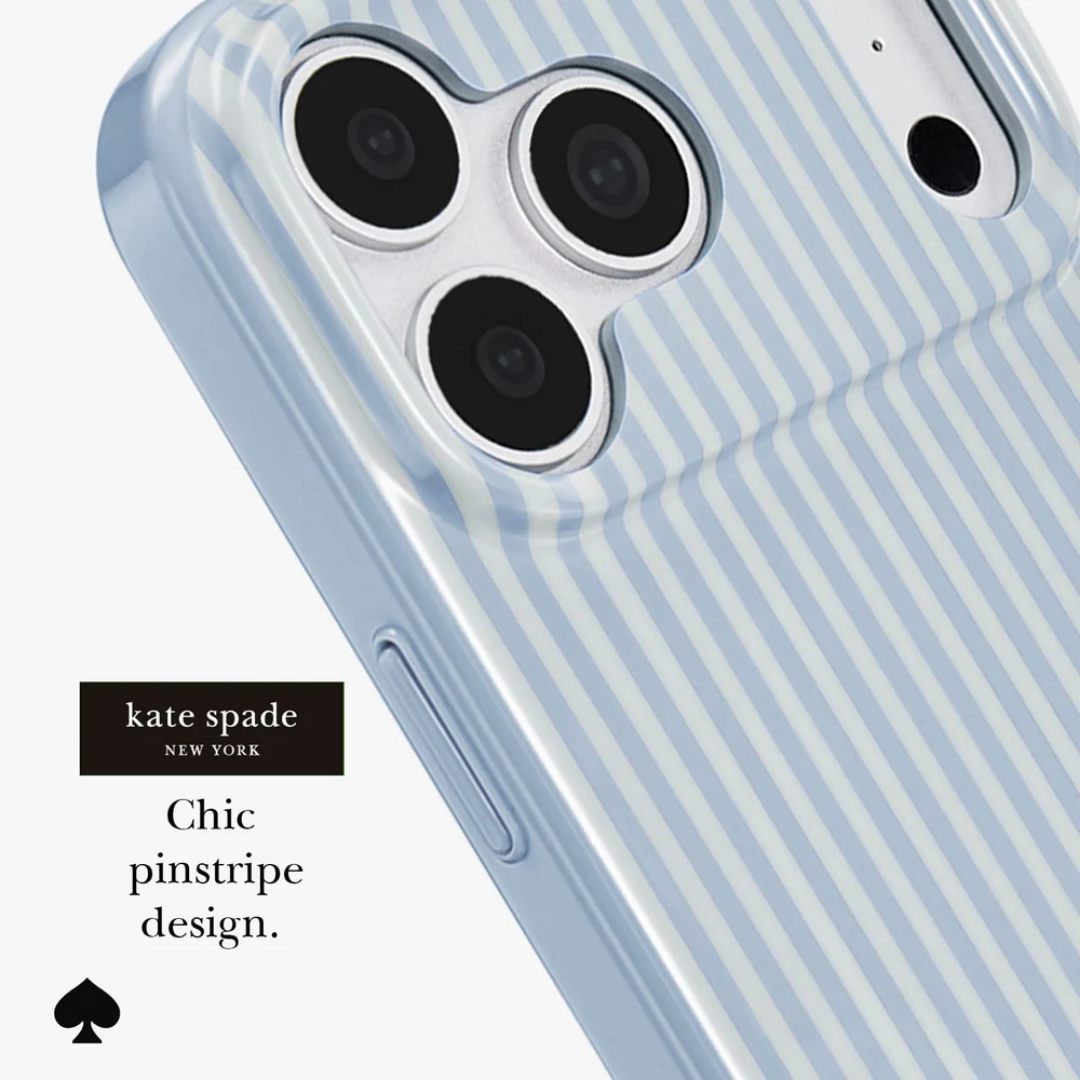[Official Authentic] kate spade new york Diamond Blue Stripe MagSafe Protective Phone Case for iPhone 18 Pro / 18 Pro Max