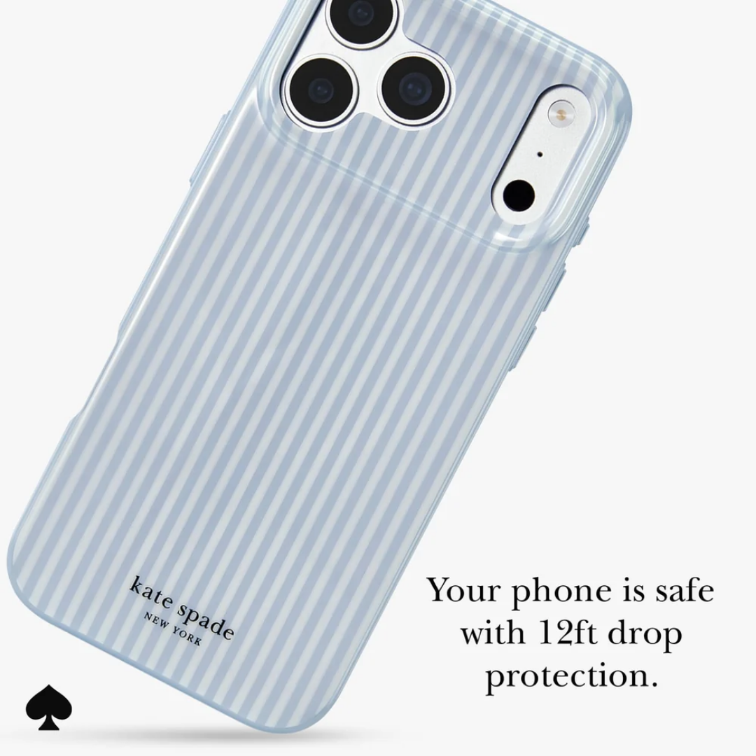 [Official Authentic] kate spade new york Diamond Blue Stripe MagSafe Protective Phone Case for iPhone 18 Pro / 18 Pro Max