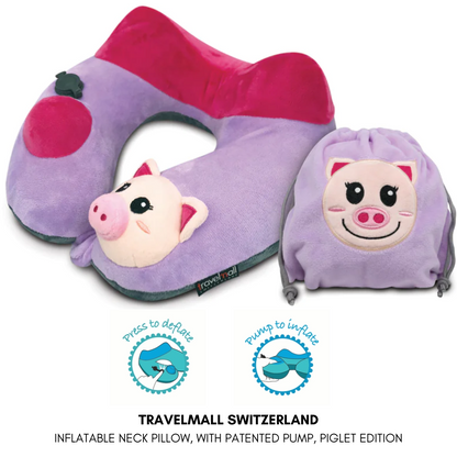 TRAVELMALL SWITZERLAND INFLATABLE NECK PILLOW, WITH PATENTED PUMP, KIDS EDITION