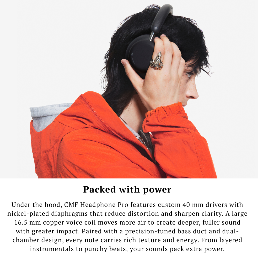 “Close-up of CMF Headphone Pro roller control and energy slider”

