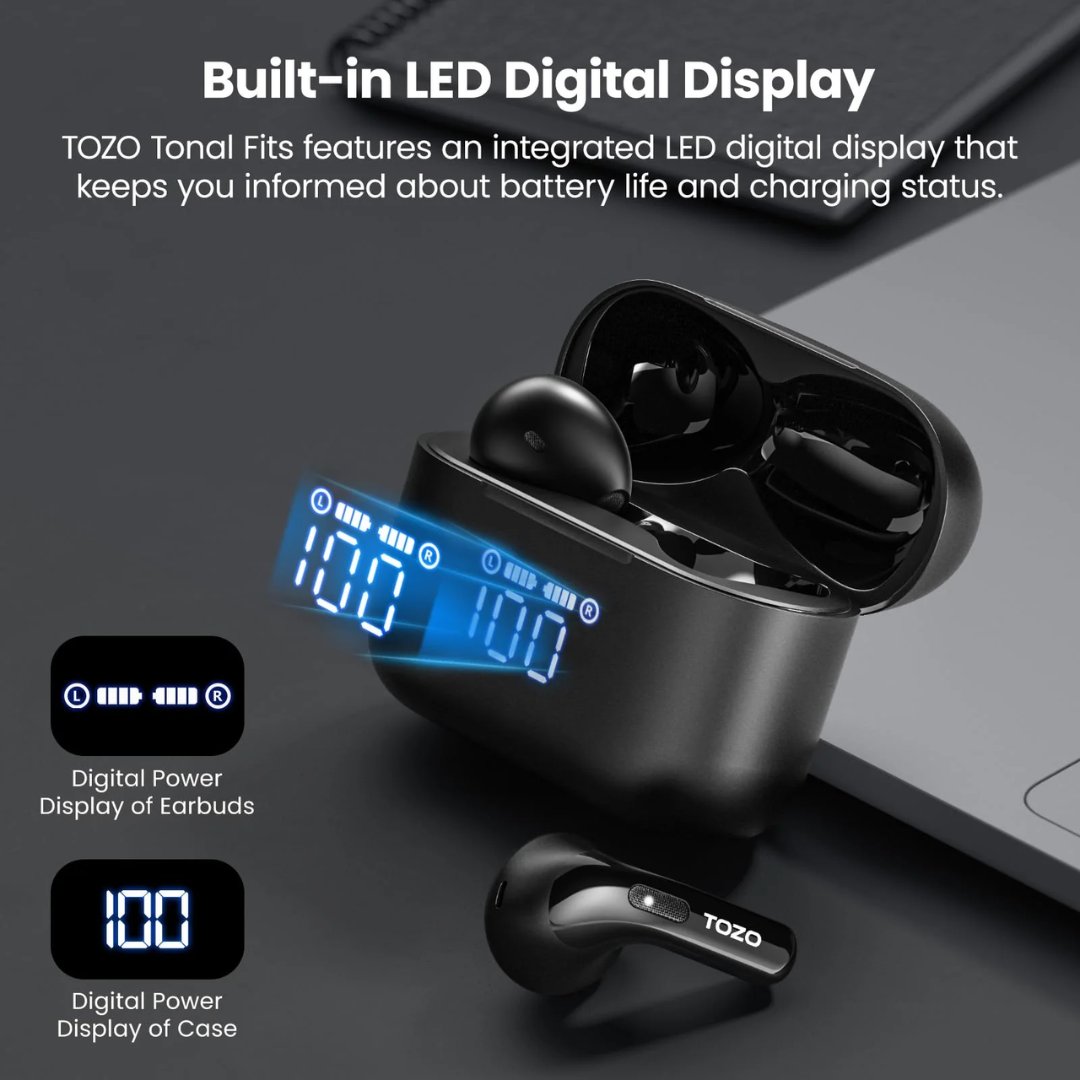 TOZO Tonal Fits T21 Bluetooth Headphone, Sem in Ear with Dual Mic Noise Cancelling