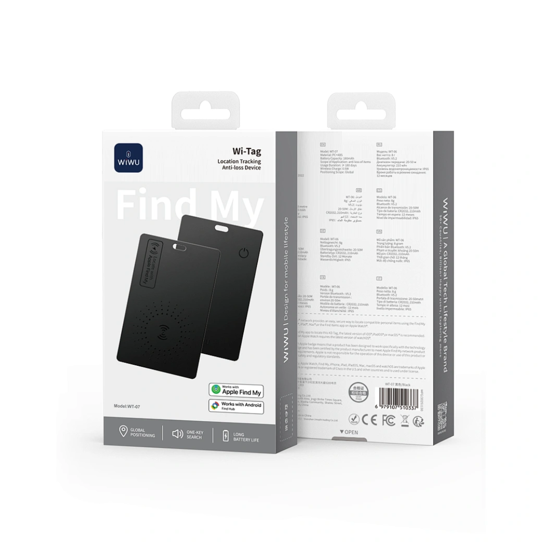 WiWU WT-07 Wi-Tag Smart Tracking Card | Dual Network Apple Find My & Android Find Hub | Ultra-Slim Wallet Tracker | Global Unlimited Range | Wireless Charging - Buy Now!