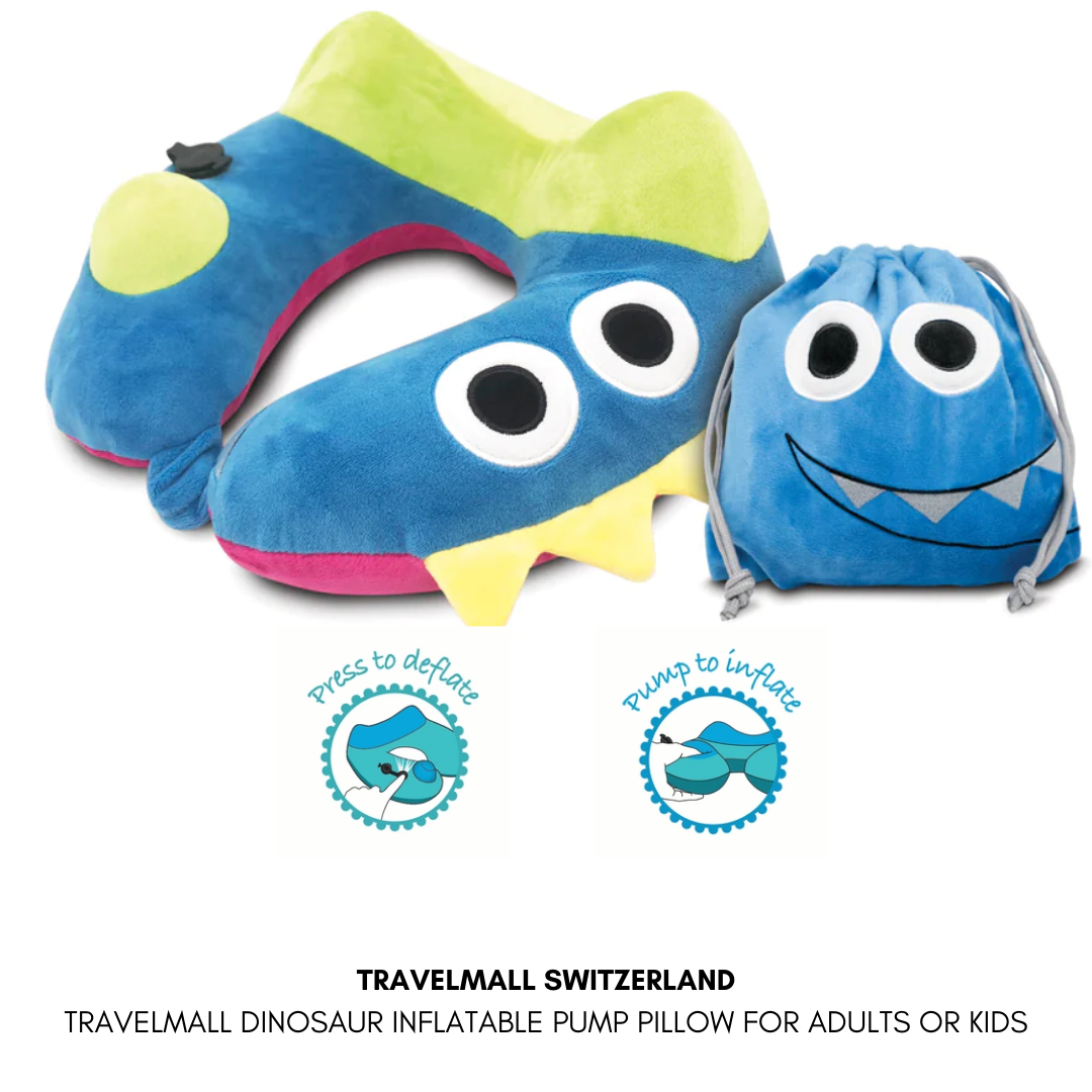 TRAVELMALL SWITZERLAND INFLATABLE NECK PILLOW, WITH PATENTED PUMP, KIDS EDITION