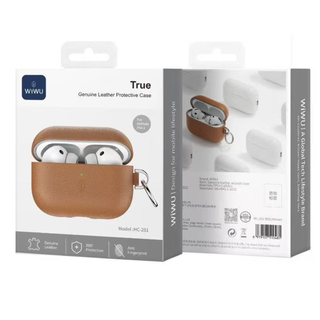 WiWU HC-201 Genuine Leather Protective Case for Audio Device 3rd Gen | Premium, Wireless Charging Compatible, Anti-Scratch