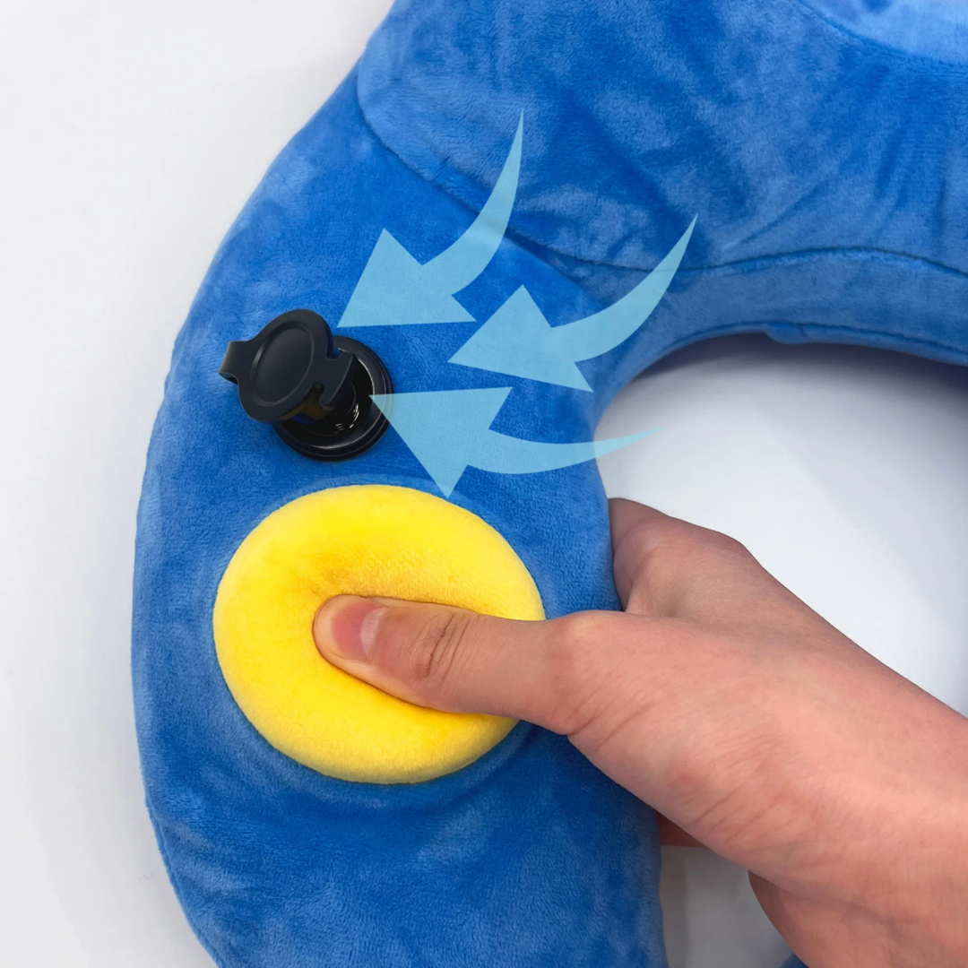 Travelmall Switzerland Officially Licensed Super Mario™ 3D Hooded Inflatable Travel Pillow  (With Patented Pump Technology | Red Dot Design Award Winner)