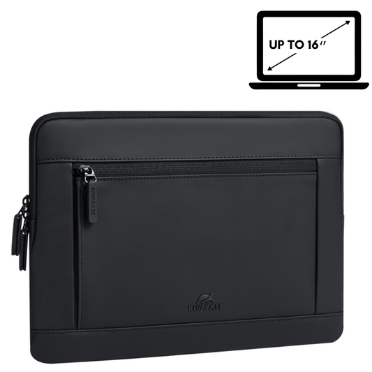 RIVACase Eden 7805 Blue Eco-Friendly Laptop Sleeve (15.6"–16") | Sustainable RPET PU & Plush Corner Protection