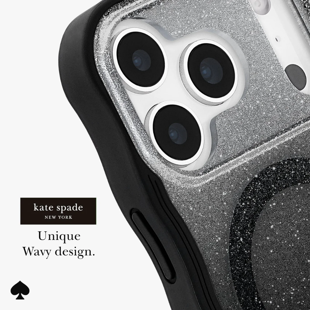 Kate Spade New York Wavy Nightfall MagSafe iPhone 17 Case – Glitter Ombré, 12ft Drop, MagSafe Compatible