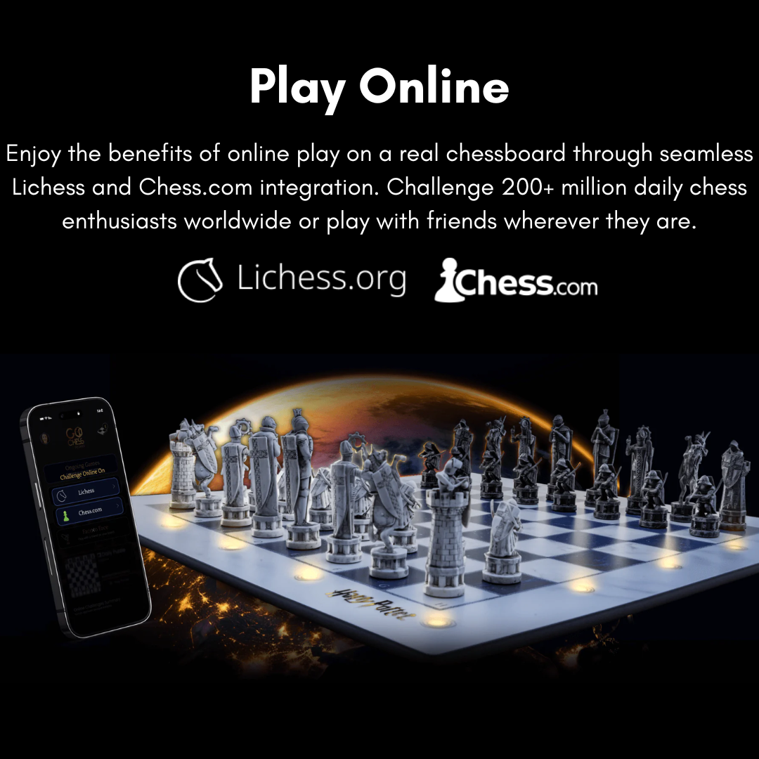 Official Harry Potter GoChess Wizard Mini Smart Electronic Chess Board | Film-Authentic Wizard's Chess Design | AI Light Coaching & 32 Difficulty Levels | Connects to Chess.com & Lichess - Shop Now!