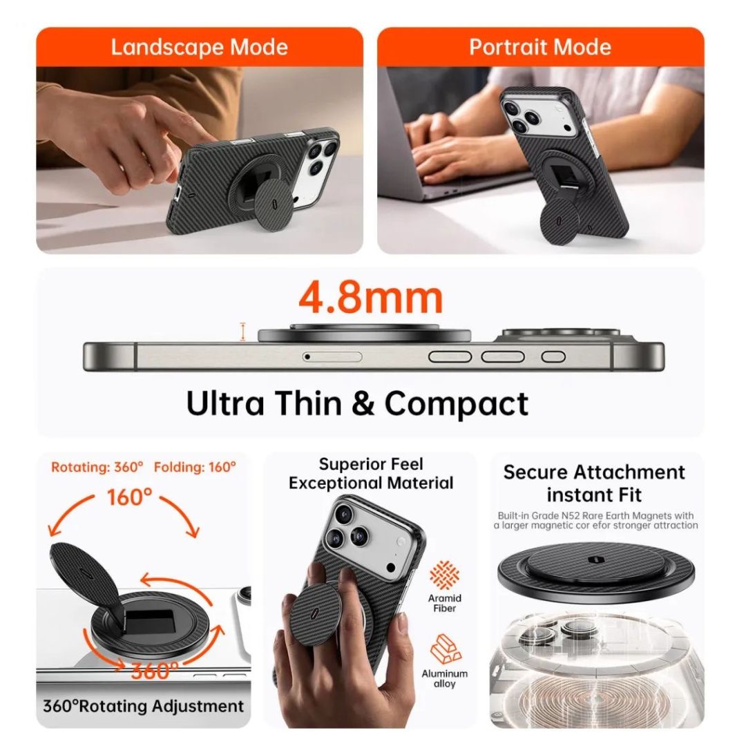 360° rotating phone ring stand folded flat
