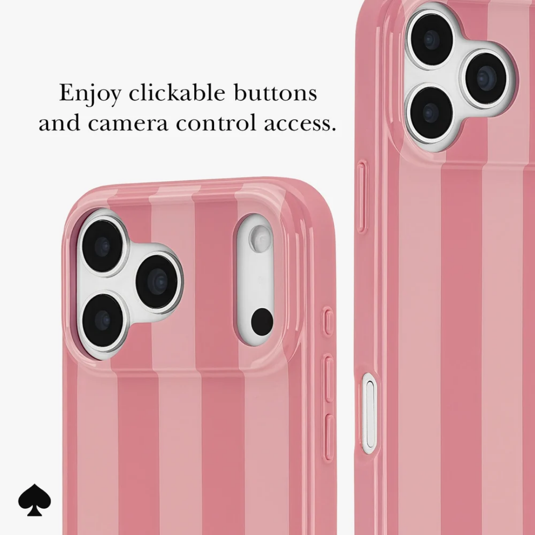 Official kate spade new york Stripe Rose Coral MagSafe Phone Case (Compatible with iPhone 18 Pro & iPhone 18 Pro Max)