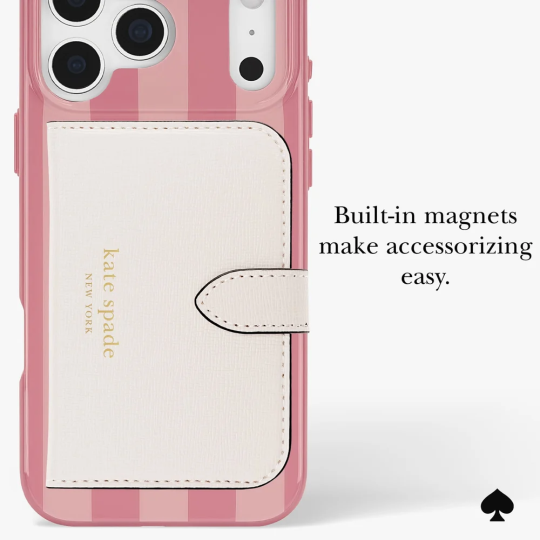 Official kate spade new york Stripe Rose Coral MagSafe Phone Case (Compatible with iPhone 18 Pro & iPhone 18 Pro Max)